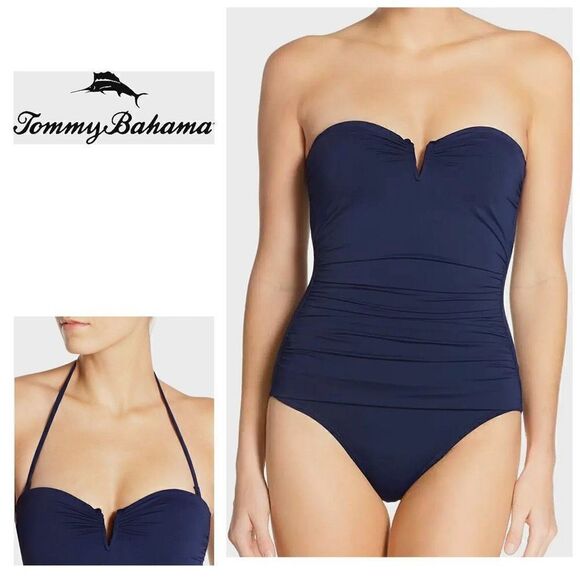 New. Tommy Bahama navy v-neck one piece. Size 8. Retails $139 - Picture 1 of 12